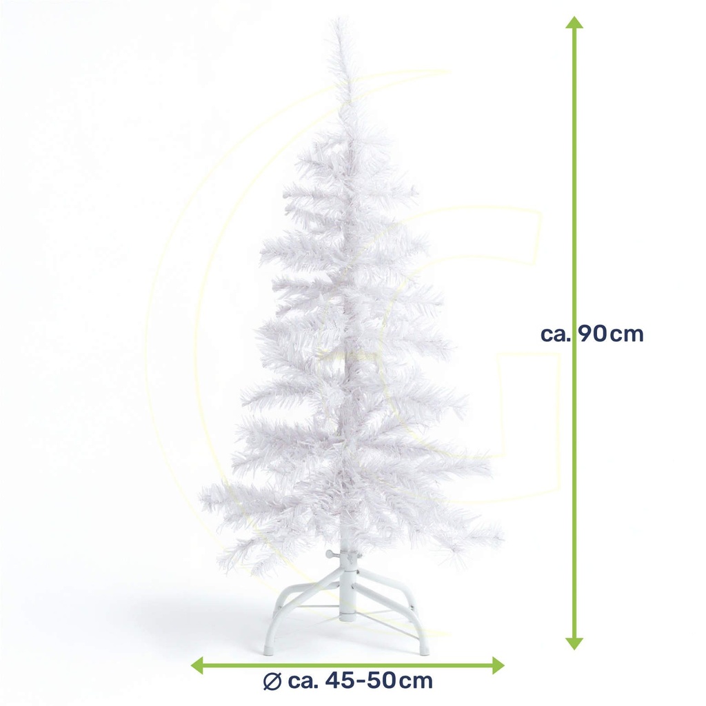 Weißer Weihnachtsbaum 90 cm künstlicher Tannenbaum 100 Spitzen – Galeriebild 8, Artikelnummer 8125
