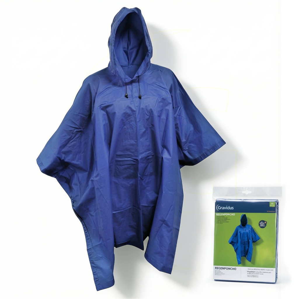 Regenponcho Unisex mit Kapuze blau Regencape Regenjacke Universalgröße – Galeriebild 7, Artikelnummer 1043