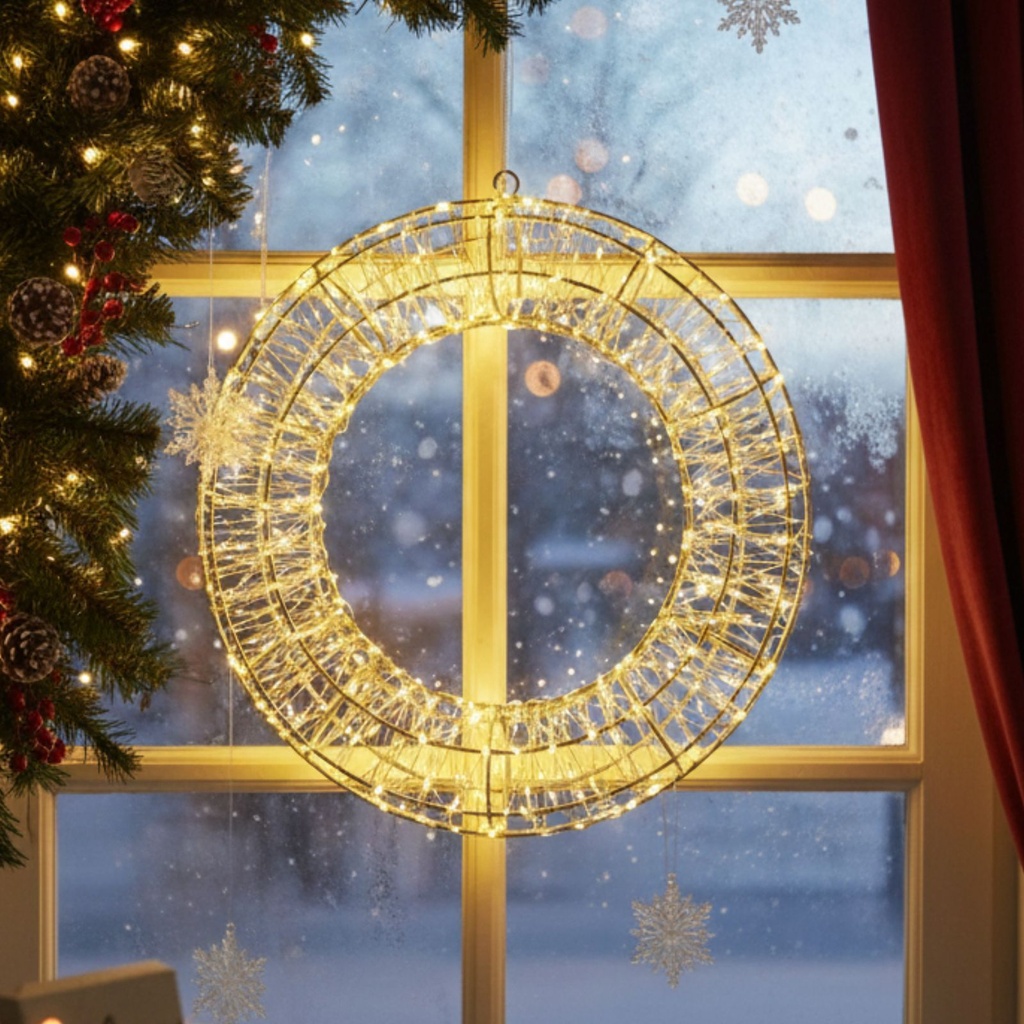 Lichterkranz 38cm mit 900 warmweißen LED und Timer für Innen und Außen – Galeriebild 7, Artikelnummer 18333