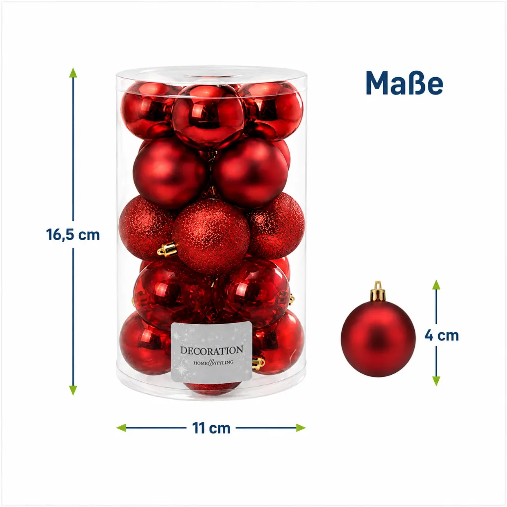 20er Weihnachtsbaum Kugeln Kunststoff – Galeriebild 1