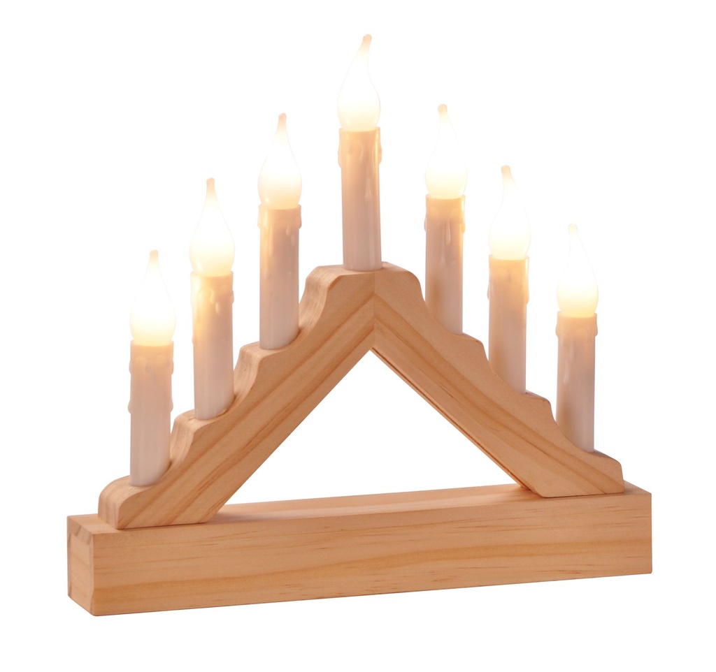 LED Mini Lichterbogen Holz 7 warmweiße LEDs Batteriebetrieb Innen – Galeriebild 2, Artikelnummer 2548