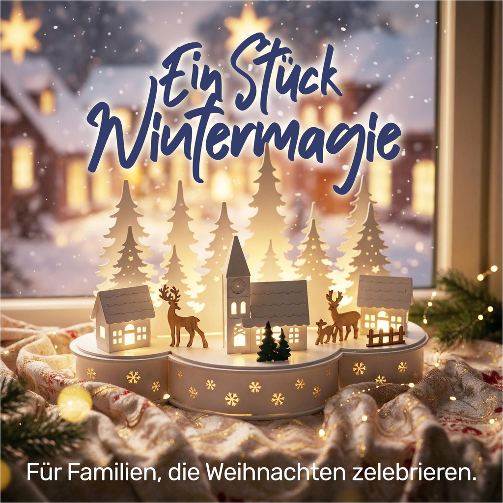 Beleuchtete LED Weihnachtsstadt mit Rentieren Weihnachtsdeko – Galeriebild 3, Artikelnummer 15970
