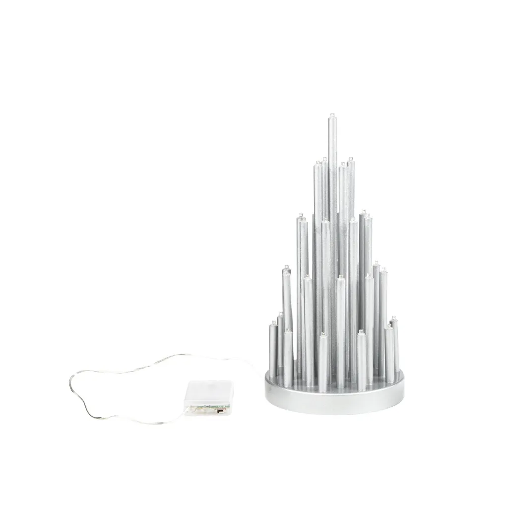 Stimmungsleuchter mit 33 LED rund, silber mit Timer – Galeriebild 1, Artikelnummer 18513