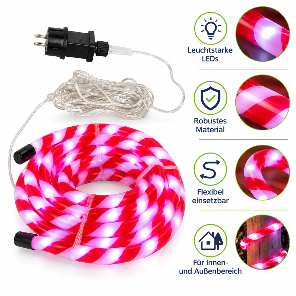 LED Lichterschlauch 6m, flexibel formbar rot / weiss – Galeriebild 1, Artikelnummer 18519