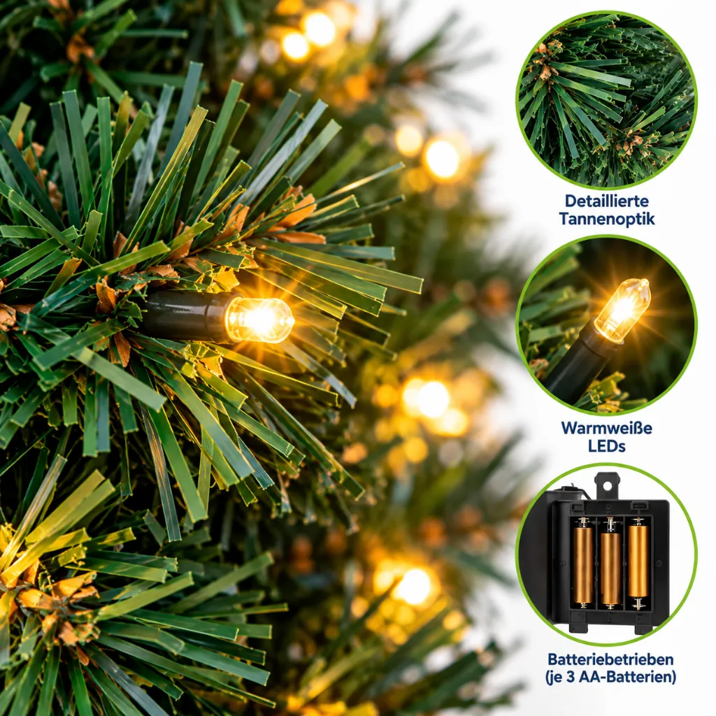 LED Weihnachtsdeko Set 2 Weihnachtsbäume 90 cm mit Kranz 45 cm – Galeriebild 5, Artikelnummer 15965