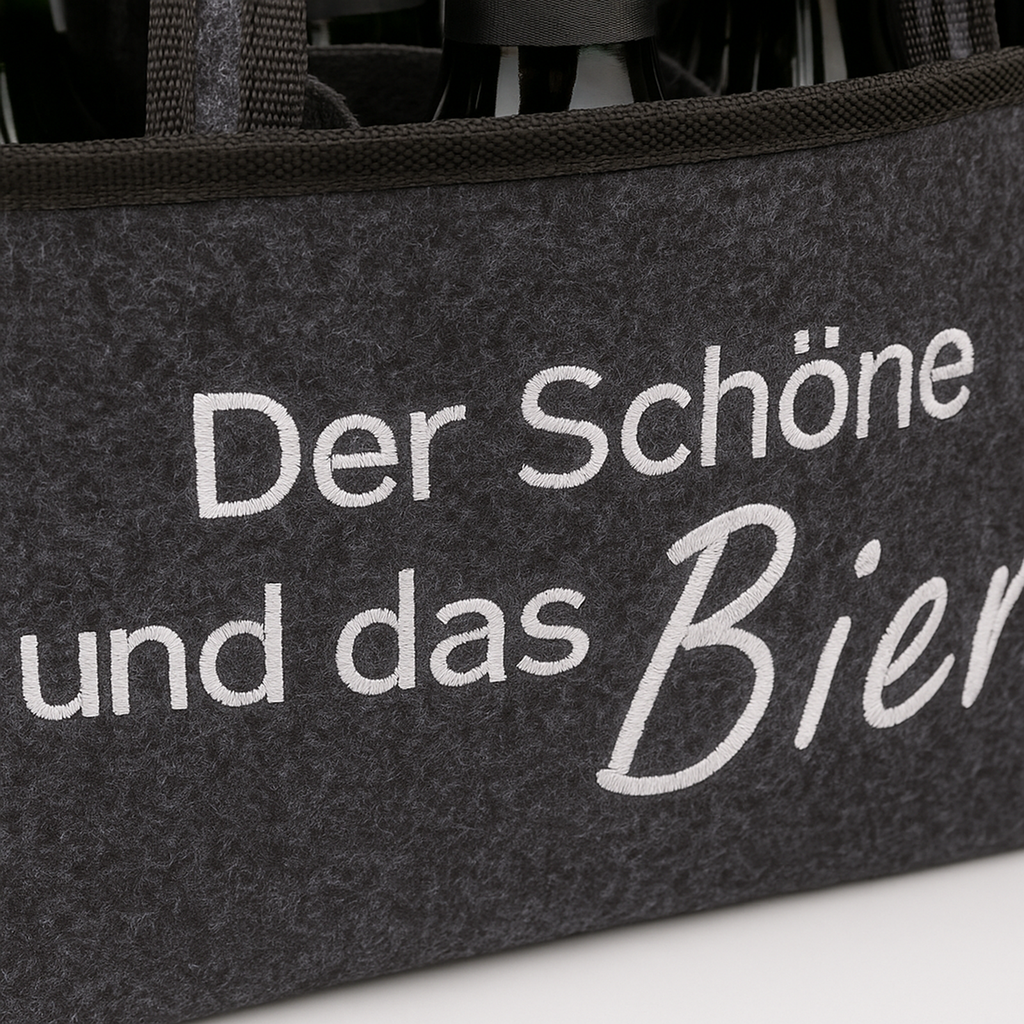 Flaschentasche Filz 6 Fächer Der Schöne und das Bier Tragetasche – Galeriebild 6, Artikelnummer 18097