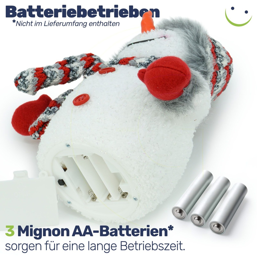 Leuchtender Schneemann 24 cm LED Weihnachtsdeko batteriebetrieben – Galeriebild 3, Artikelnummer 8169