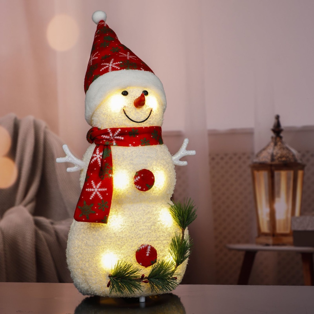 Dekorativer LED Schneemann 34 cm Innenbereich batteriebetrieben – Galeriebild 10, Artikelnummer 3818