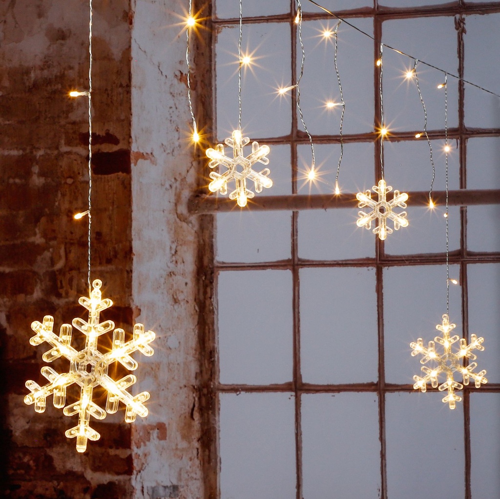 60 LED Schneeflocken Lichterkette