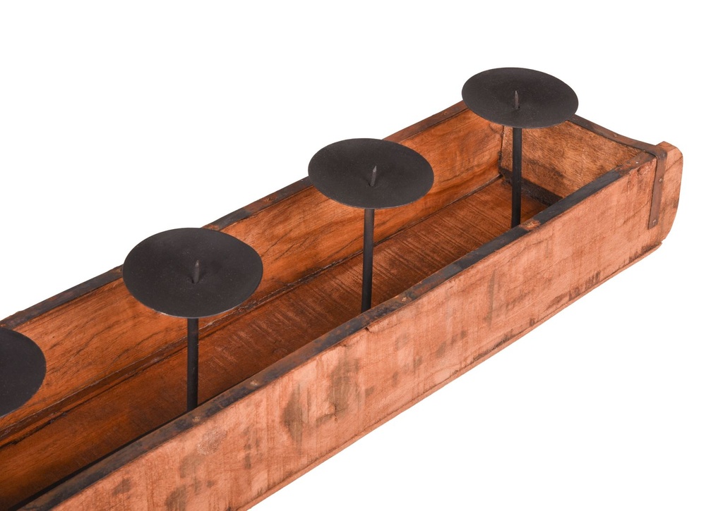 Kerzenhalter Ziegelform für 4 Blockkerzen aus recyceltem Holz – Galeriebild 1, Artikelnummer 18214