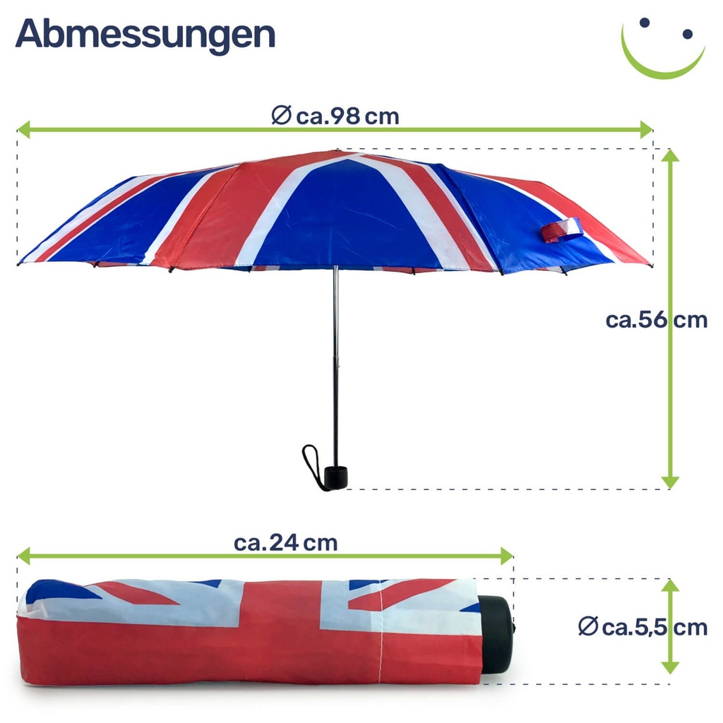Taschenregeschirm Union Jack England Fahne UK Taschenschirm Ø 98 cm – Galeriebild 7, Artikelnummer 2289