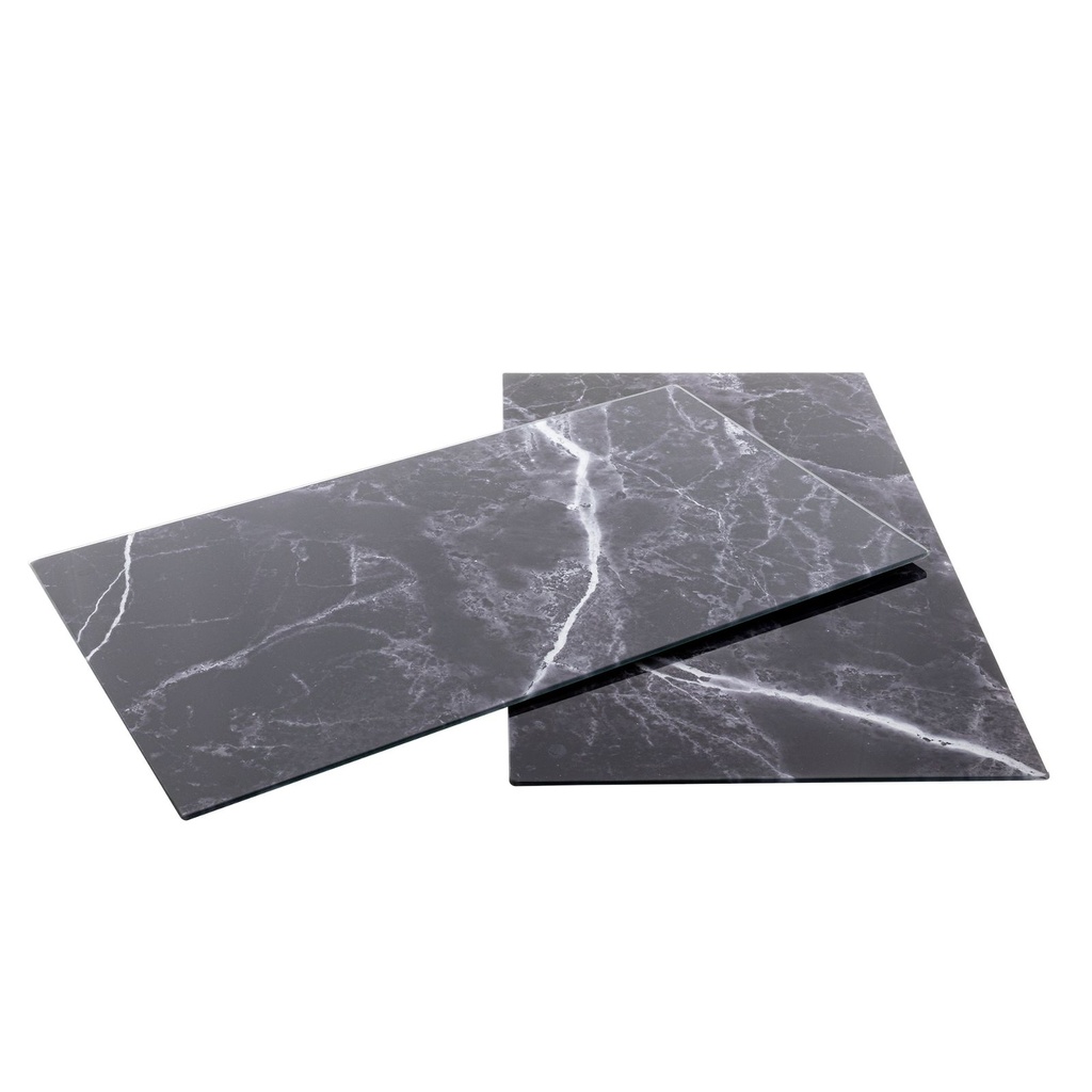 2er Set Herdabdeckplatten Glas Marmor Schwarz – Schutz & Arbeitsfläche – Galeriebild 2, Artikelnummer 17197