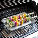 2er Set Edelstahl Grillpfannen ideal für Gemüse Fleisch Fisch Grillgut – Galeriebild 4, Artikelnummer 15831