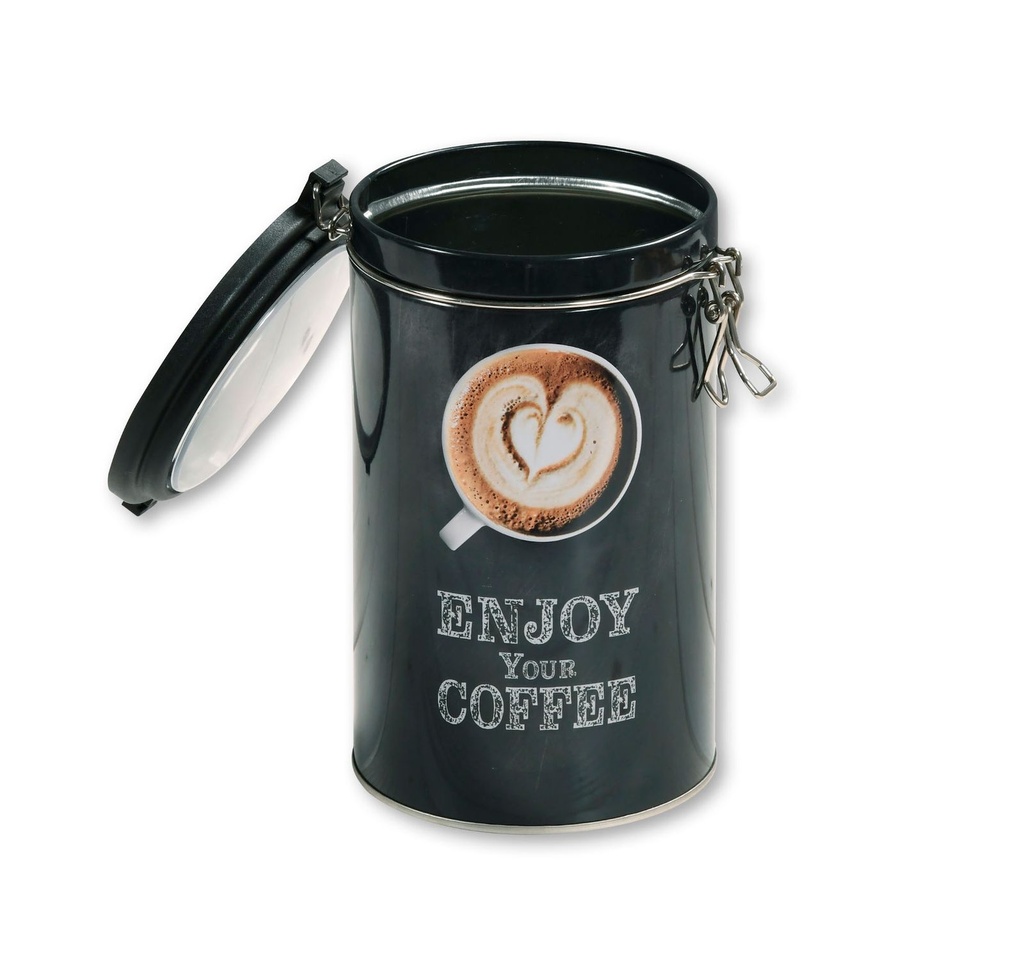 Kaffeedose aus Metall mit Bügelverschluss – Luftdicht, Schwarz, 19x11 cm – Galeriebild 1, Artikelnummer 17314