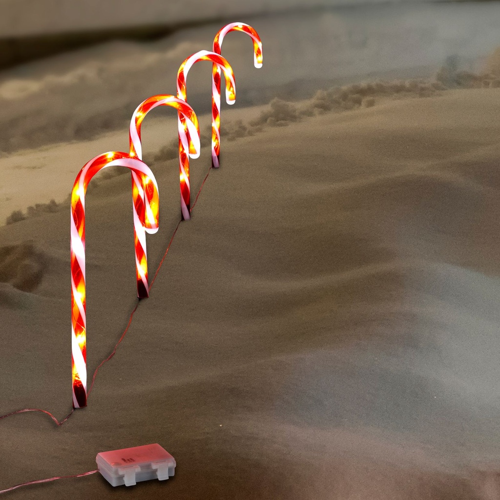4er Set LED Zuckerstangen Gartenstecker Weihnachtsdeko – Galeriebild 2, Artikelnummer 8092