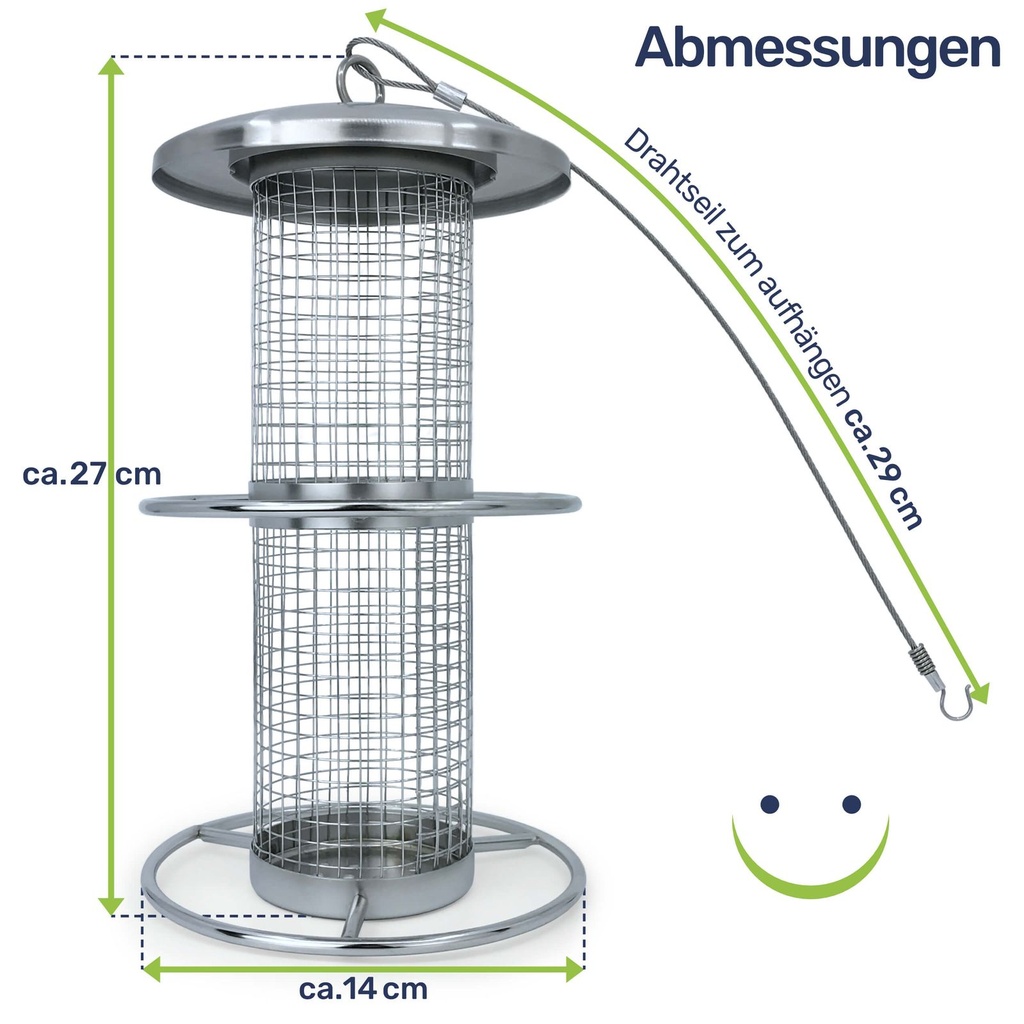 Edelstahl Vogelfutterstation wetterbeständig Vogel Futterstation – Galeriebild 8, Artikelnummer 1441