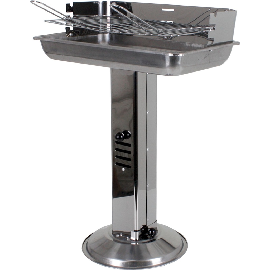 Edelstahl Säulengrill mit Windschutz und Aschebehälter eckig 74 cm – Galeriebild 3, Artikelnummer 18009