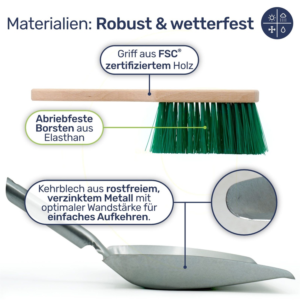Robuste Outdoor-Kehrgarnitur 2-teiliges Set Verzinkt Wetterfest – Galeriebild 3, Artikelnummer 17890