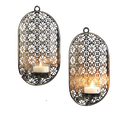 2er Set Wandkerzenhalter Teelichthalter Metall Glas – Galeriebild 1, Artikelnummer 15945