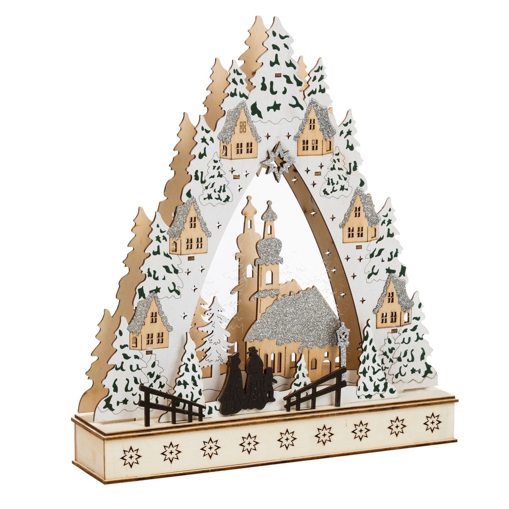 10 LED Weihnachtsstadt Winterdorf Holz – Galeriebild 1, Artikelnummer 15971