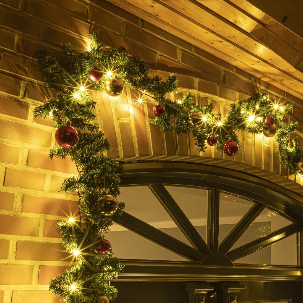 Weihnachtsgirlande Tannengirlande 5 m mit 36 Kugeln 80 warmweißen LEDs – Galeriebild 9, Artikelnummer 18339
