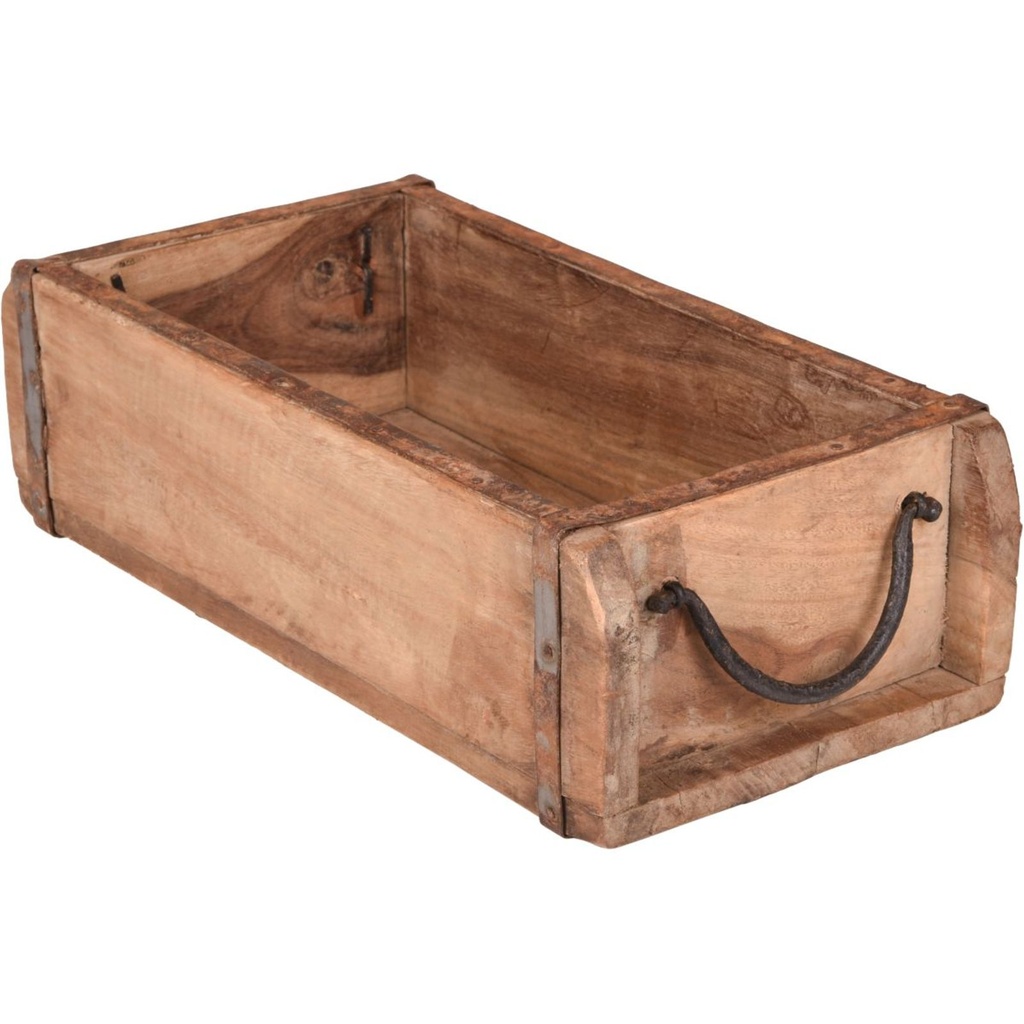 Deko Holzkiste Ziegelform aus recyceltem Holz mit Metallgriff 33x16 cm – Galeriebild 1, Artikelnummer 18213