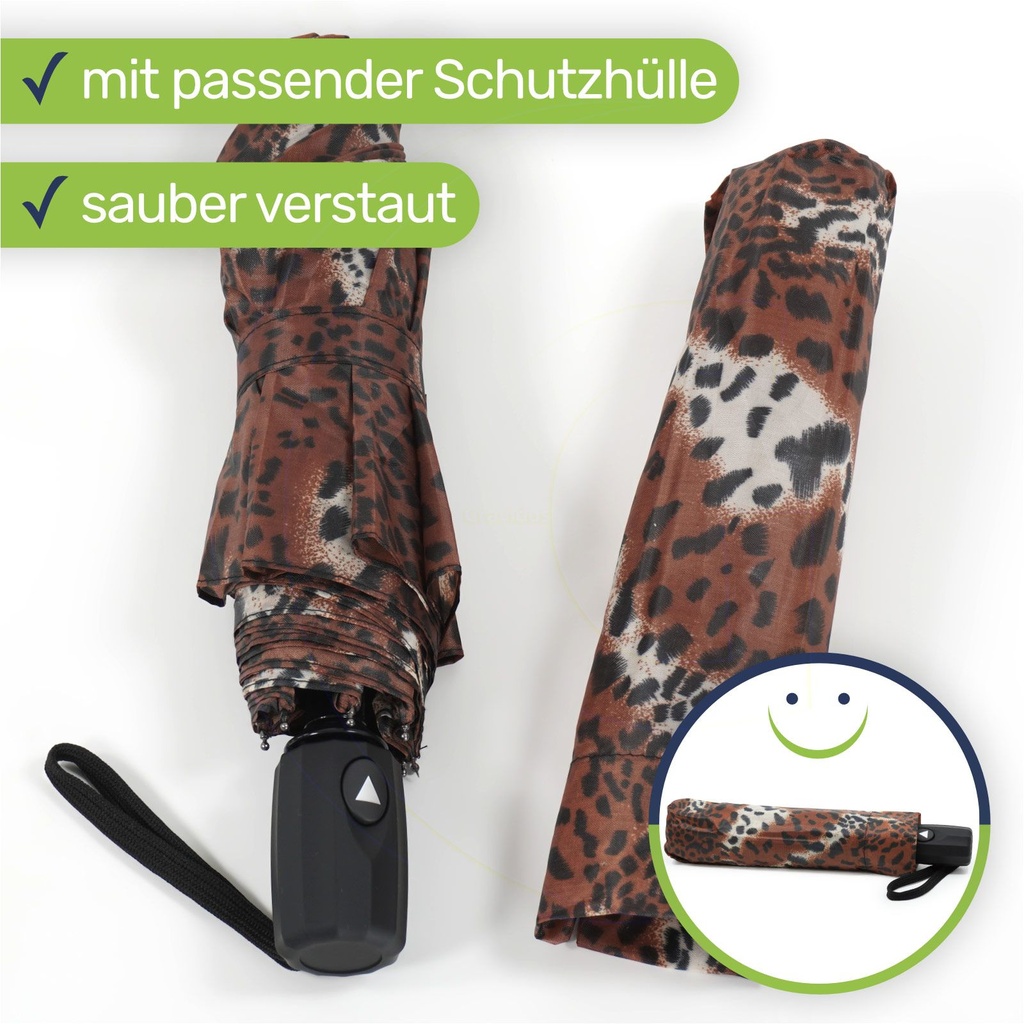 Taschenschirm Tigermuster Automatik Polyester 100cm Ø 8 Streben – Galeriebild 3, Artikelnummer 18149