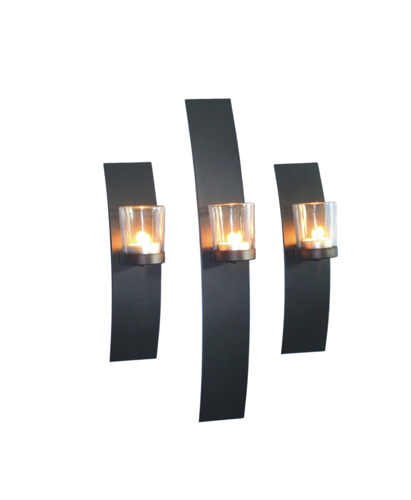 3er Set Wandkerzenhalter Schwarz – Galeriebild 1, Artikelnummer 13205