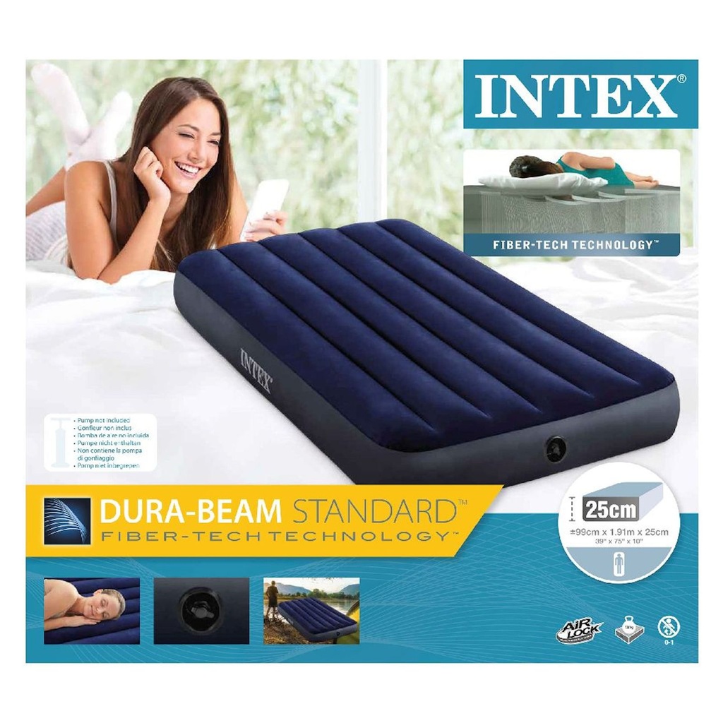 INTEX Luftmatratze Classic Downy 1-Personenbett Blau Luftbett Gästebett – Galeriebild 3, Artikelnummer 16344