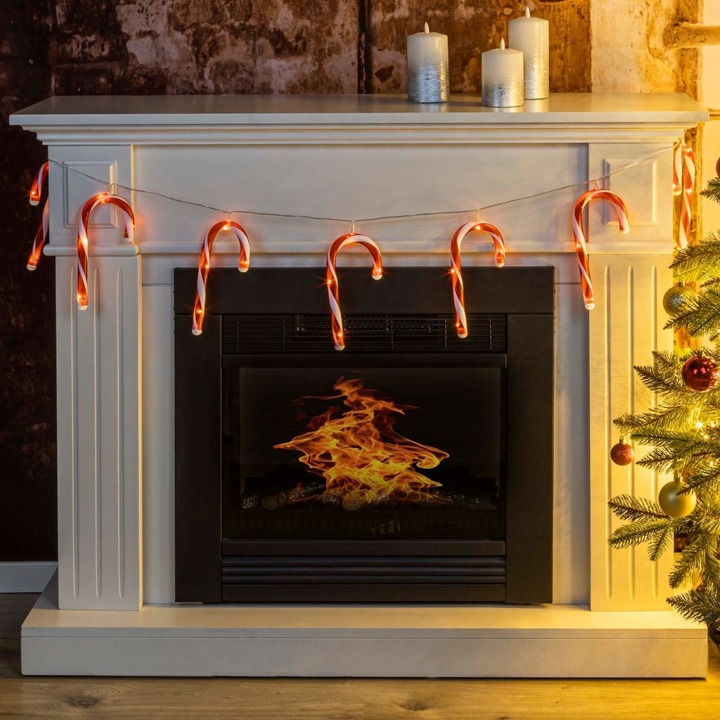 40 LED Zuckerstangen Lichterkette rot weiß Innen 180 cm Kunststoff – Galeriebild 1, Artikelnummer 18293
