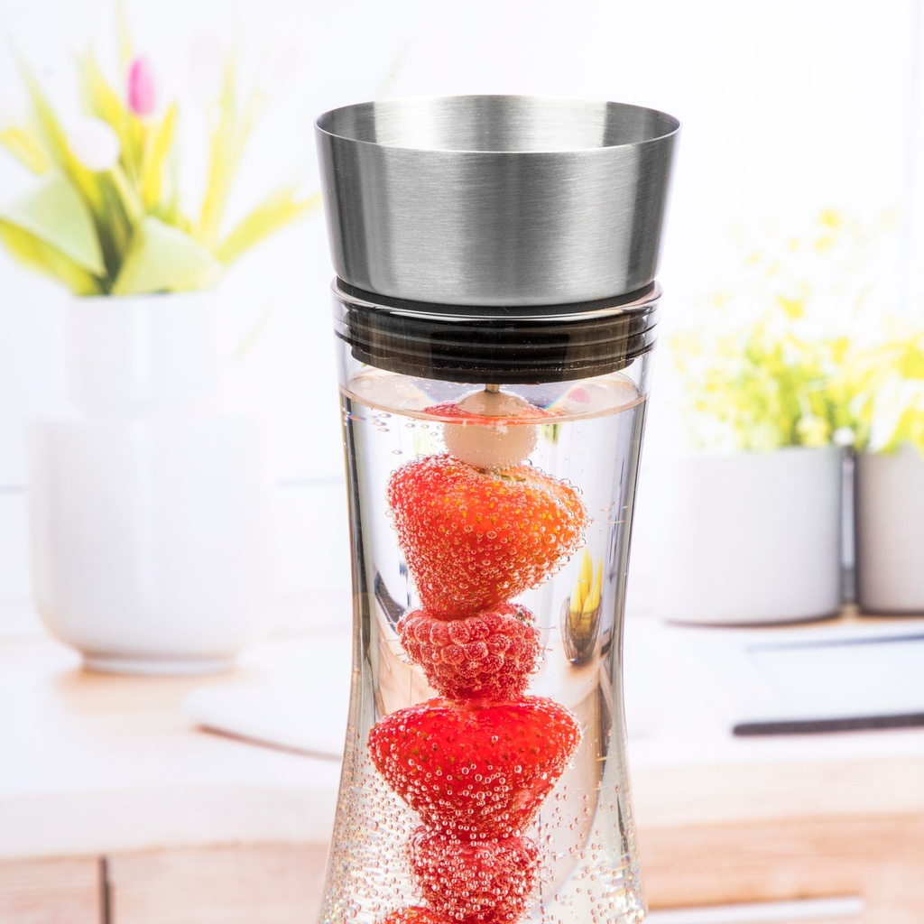 Wasserkaraffe aus Glas mit Früchtespiess und Spülbürste Glaskaraffe – Galeriebild 5, Artikelnummer 15425