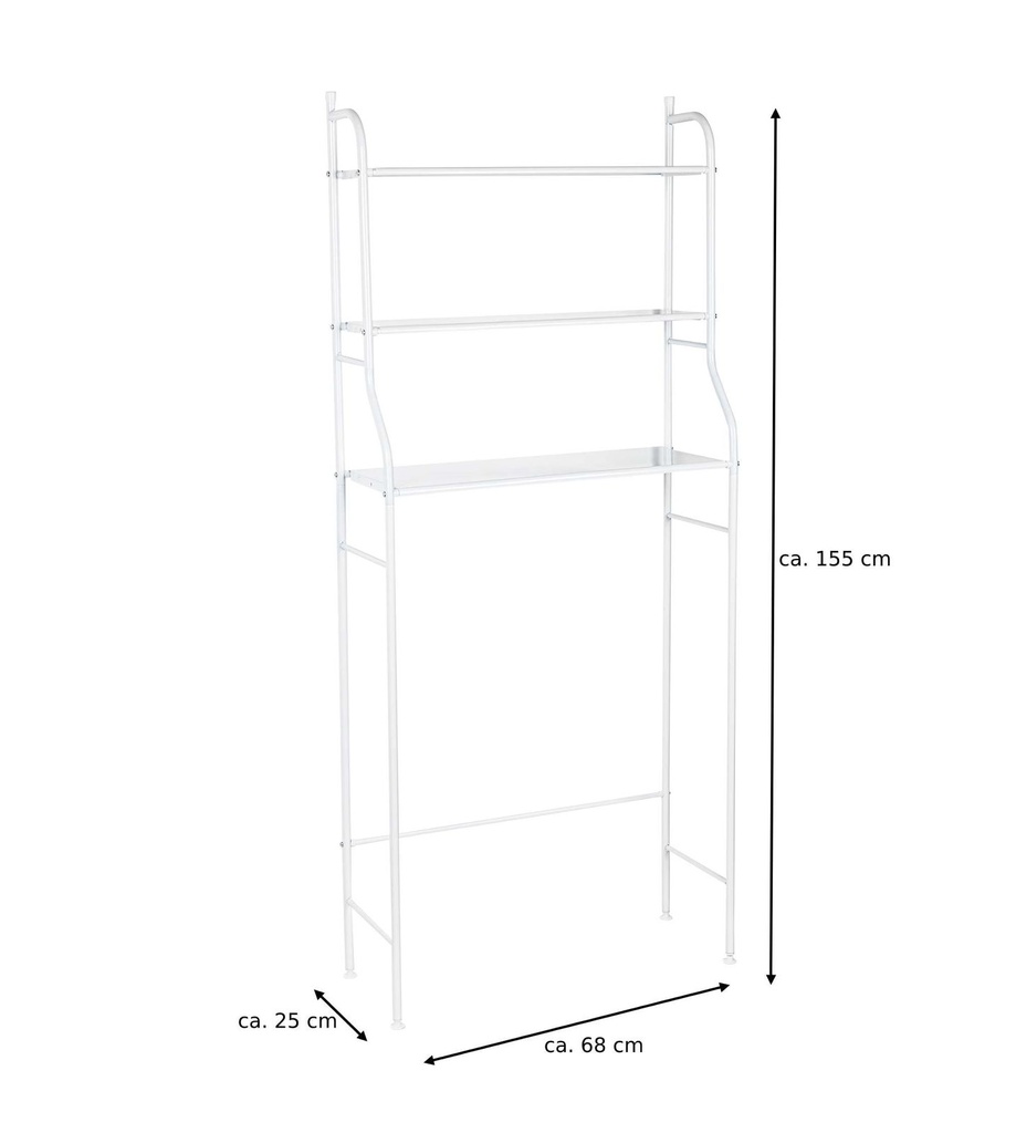 Waschmaschinenregal 3 Ablagen Metall 68 x 25 x 155 cm – Galeriebild 2, Artikelnummer 17099