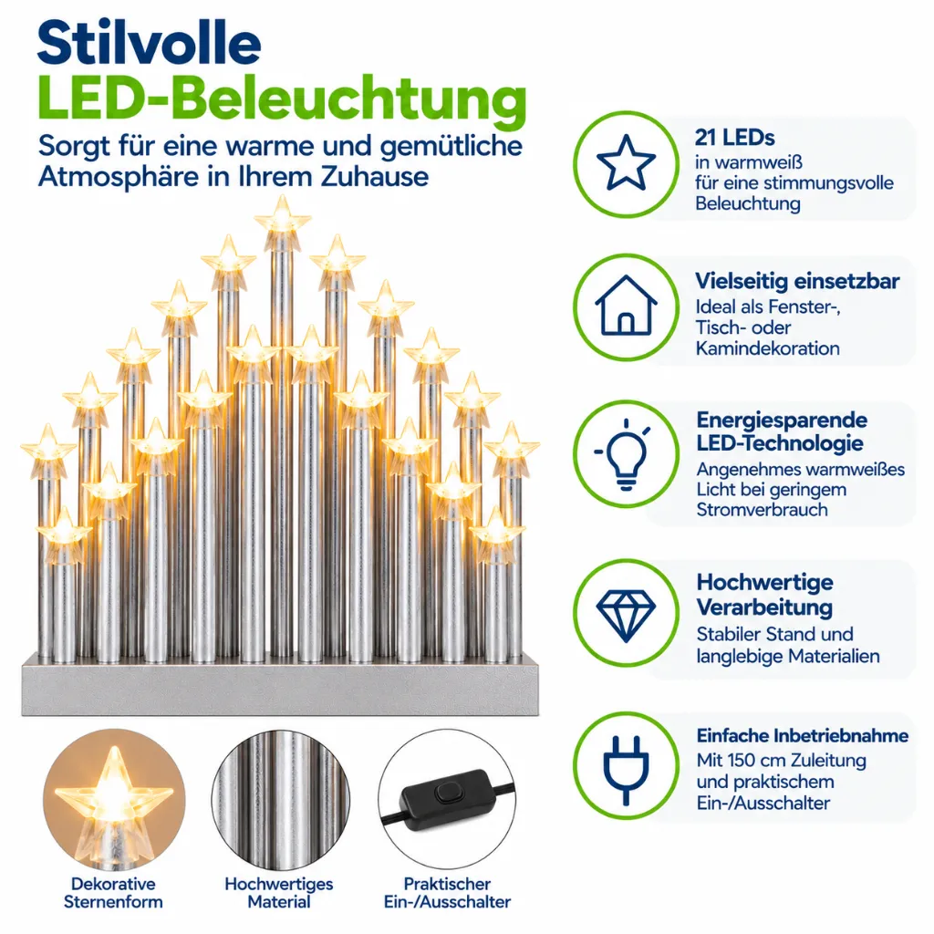 Stimmungsleuchter mit 21 LEDs mit An/Aus Schalter – Galeriebild 1, Artikelnummer 18512