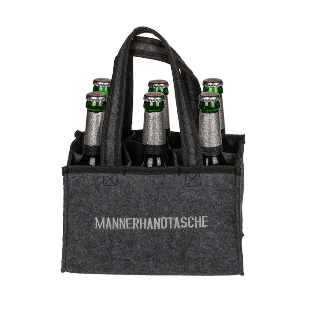 Flaschentasche Grau Filz 6 Fächer Männerhandtasche Tragetasche – Galeriebild 2, Artikelnummer 18098