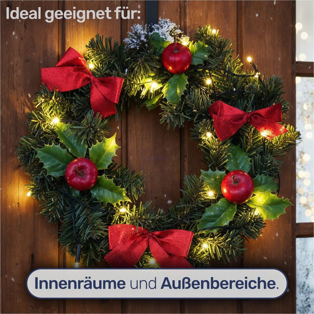 LED Türkranz Ø30 cm mit roten Schleifen Äpfeln 15 warmweißen LEDs – Galeriebild 12, Artikelnummer 2501