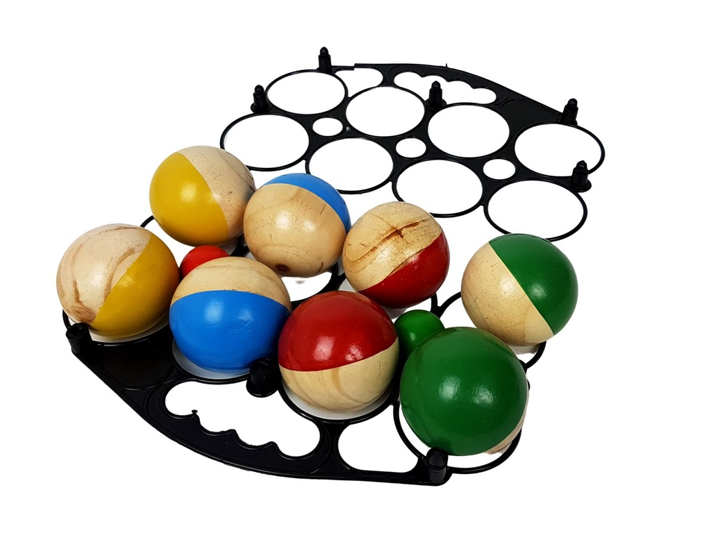 Boule Set Holz: 8 Kugeln, 2 Zielbälle, Korb – Galeriebild 2, Artikelnummer 15537