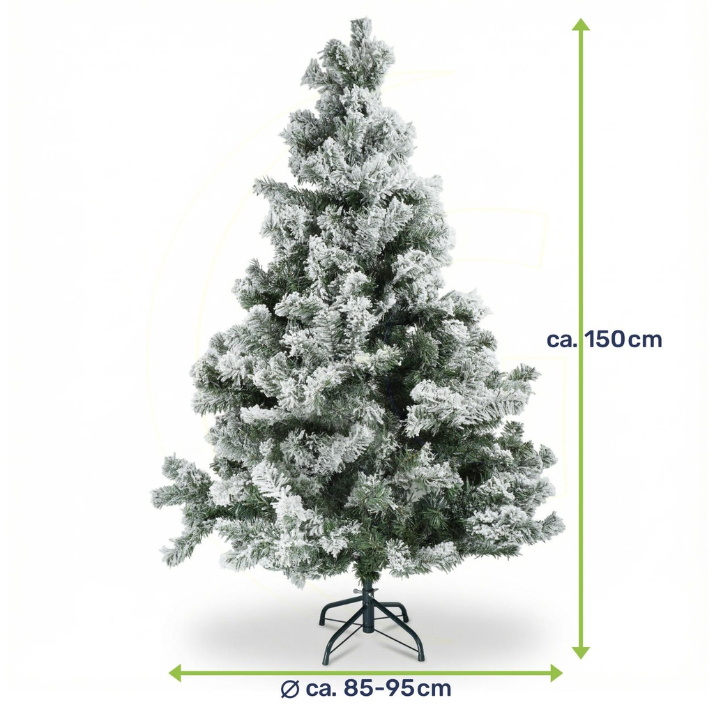 Weihnachtsbaum 150 cm mit Schneeoptik und Metallständer, PVC – Galeriebild 7, Artikelnummer 18285