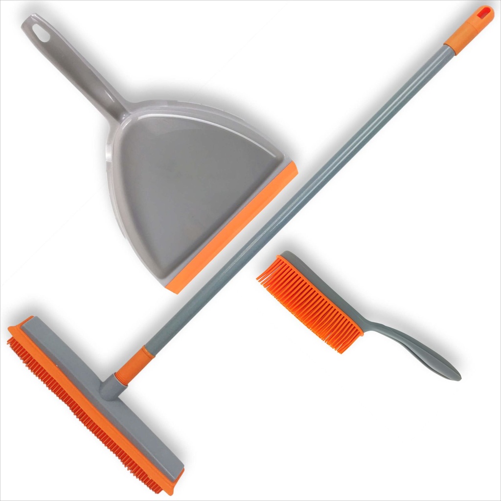 3-teilig - Gummibesen Set mit Handbesen