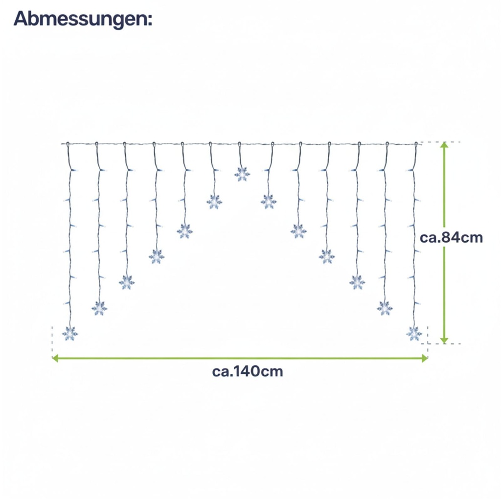 LED Schneeflocken Lichtervorhang 71 LEDs kaltweiß Batteriebetrieb – Galeriebild 8, Artikelnummer 18215