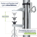Sonnenschirmhalter für Balkongeländer 25-38mm aus Aluminium – Galeriebild 9, Artikelnummer 17975