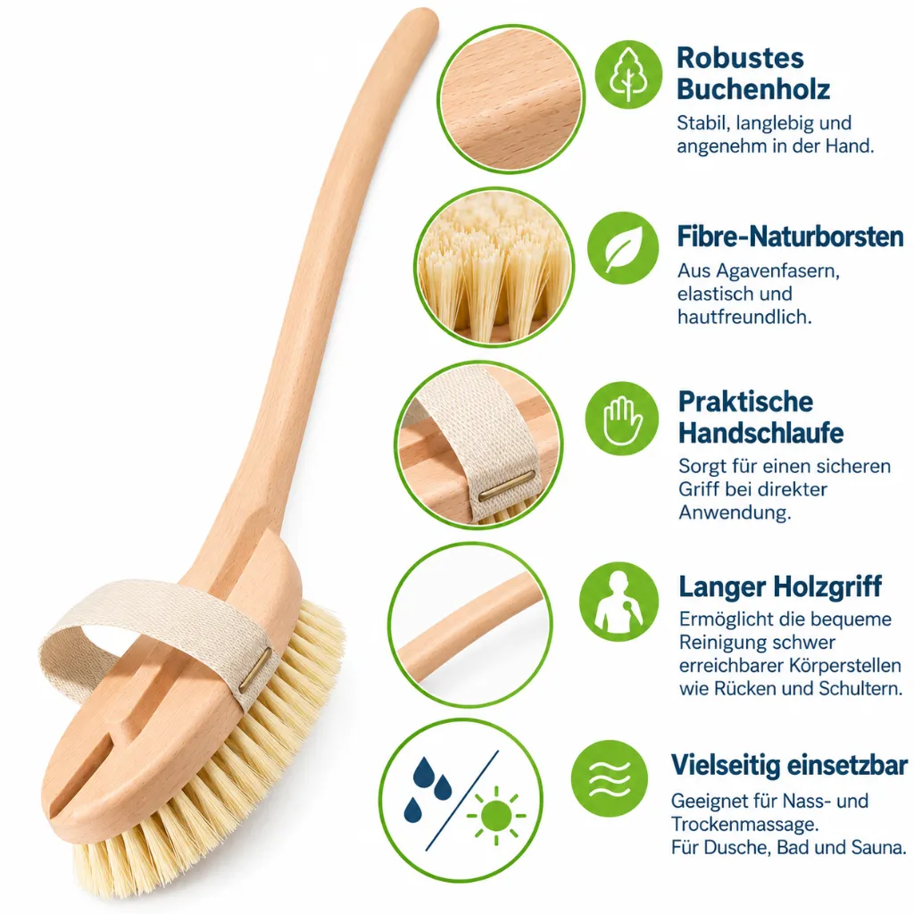 Rückenbürste Badebürste aus Buchenholz mit Fibre Naturborsten 47 cm – Galeriebild 1, Artikelnummer 1919