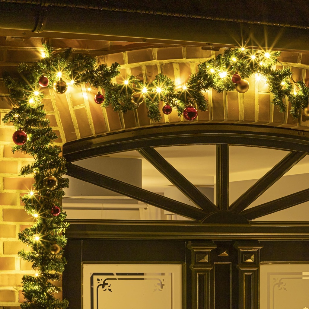 Weihnachtsgirlande Tannengirlande 5 m mit 36 Kugeln 80 warmweißen LEDs – Galeriebild 2, Artikelnummer 18339