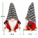 Dekofigur Wichtel mit Ski 20 cm graue Zipfelmütze Weihnachtsdeko – Galeriebild 1, Artikelnummer 18498