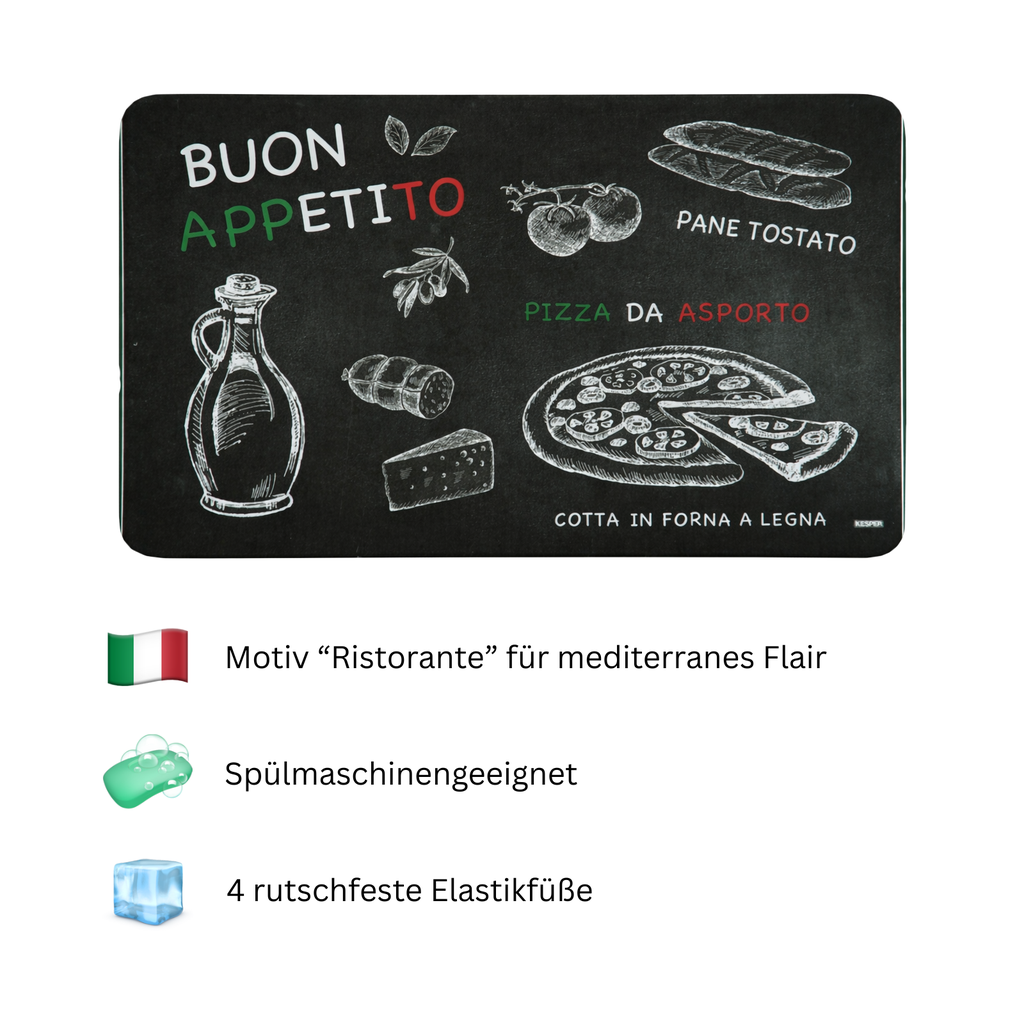Frühstücksbrettchen Melamin mit Gummifüßen Motiv Ristorante 23x14 cm – Galeriebild 3, Artikelnummer 18237