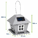 LED Solar Vogelfutterhaus mit Licht zum Aufhängen Garten Metall grau – Galeriebild 6, Artikelnummer 18296