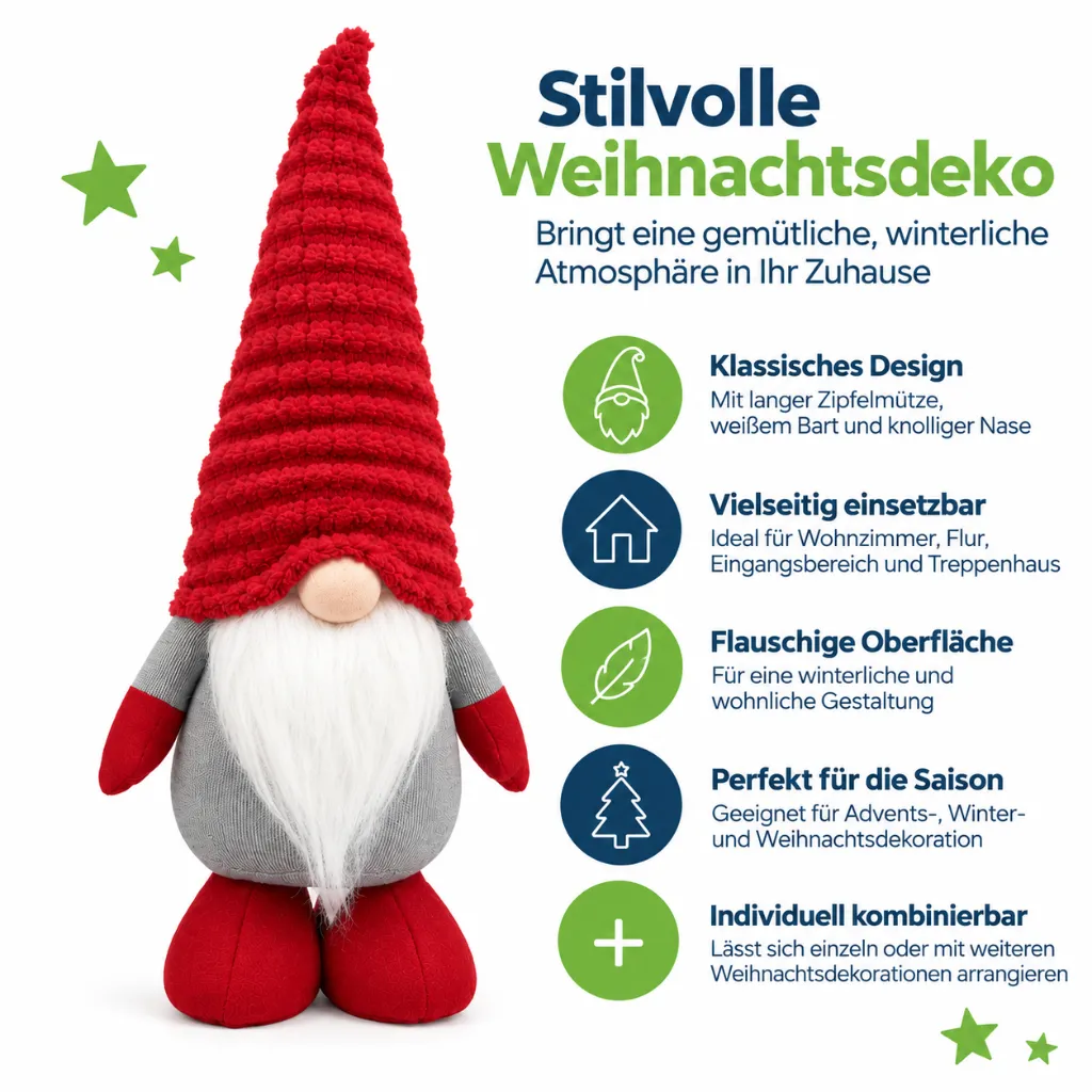Dekofigur Wichtel stehend 55 cm mit roter Zipfelmütze – Galeriebild 1, Artikelnummer 18499