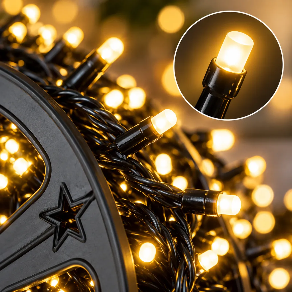 1000 LED Lichter auf Kunststoffrad für den Aussengebrauch, warmweiß – Galeriebild 1, Artikelnummer 18520