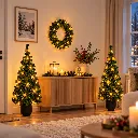 LED Weihnachtsdeko Set 2 Weihnachtsbäume 90 cm mit Kranz 45 cm – Galeriebild 5, Artikelnummer 15965