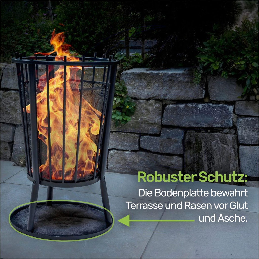 Feuerkorb mit Funkenschutz und Bodenplatte Ø40 cm für Garten Terrasse – Galeriebild 10, Artikelnummer 2790