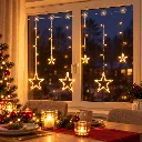 LED Batterie-Sternenvorhang mit 63 warmweißen LEDs – Galeriebild 1, Artikelnummer 17552